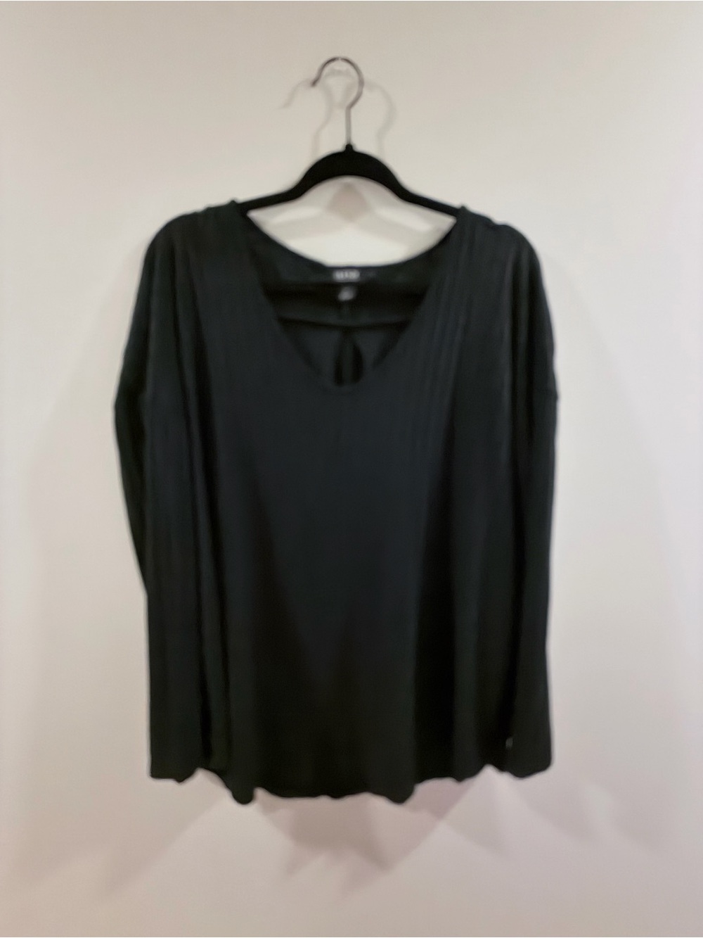 a.n.a Black Long Sleeve Scoop Neck Top